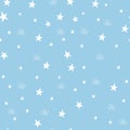 Seamless pattern with stars and abstract curl. Winter romantic design.